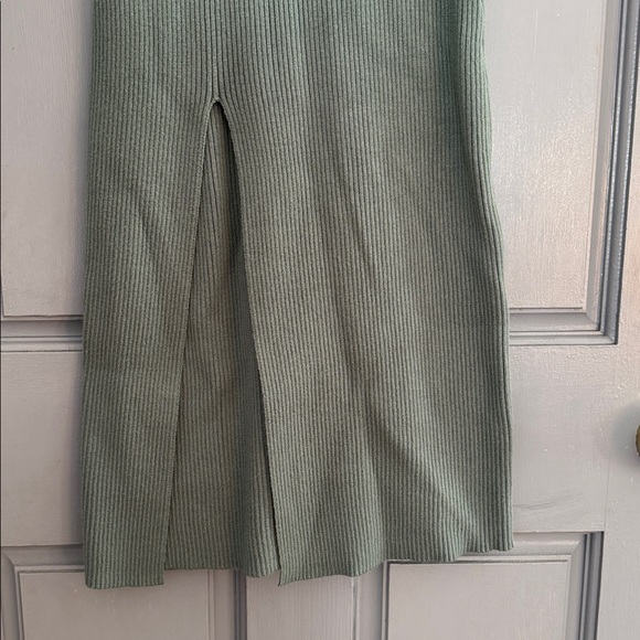Knit Ribbed Sweater Dress In Sage - Picture 3 of 4